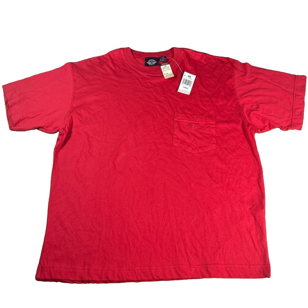 NWT Vintage Dockers T-Shirt Men's L Red Short Sleeve Pocket Crewneck Dead Stock